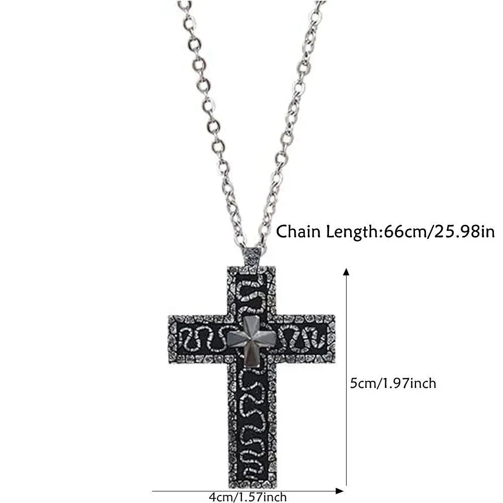 Vintage Cross Pendant Necklace Cross Necklace with Secret Compartment 3D Printed Charm Jewelry Necklace for Women Men