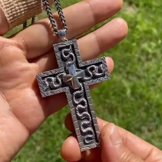 Vintage Cross Pendant Necklace Cross Necklace with Secret Compartment 3D Printed Charm Jewelry Necklace for Women Men