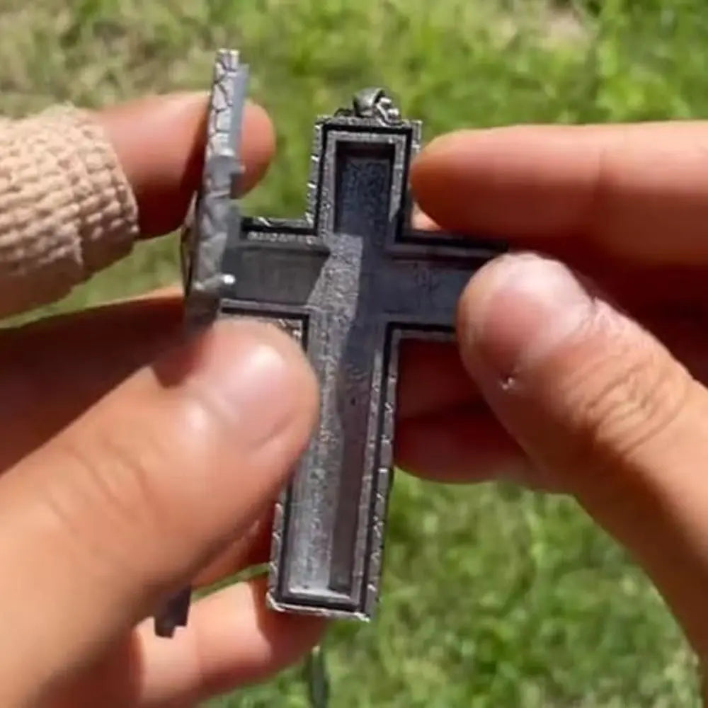 Vintage Cross Pendant Necklace Cross Necklace with Secret Compartment 3D Printed Charm Jewelry Necklace for Women Men