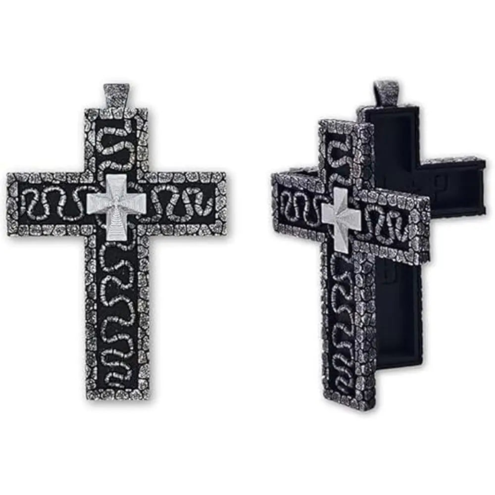 Vintage Cross Pendant Necklace Cross Necklace with Secret Compartment 3D Printed Charm Jewelry Necklace for Women Men